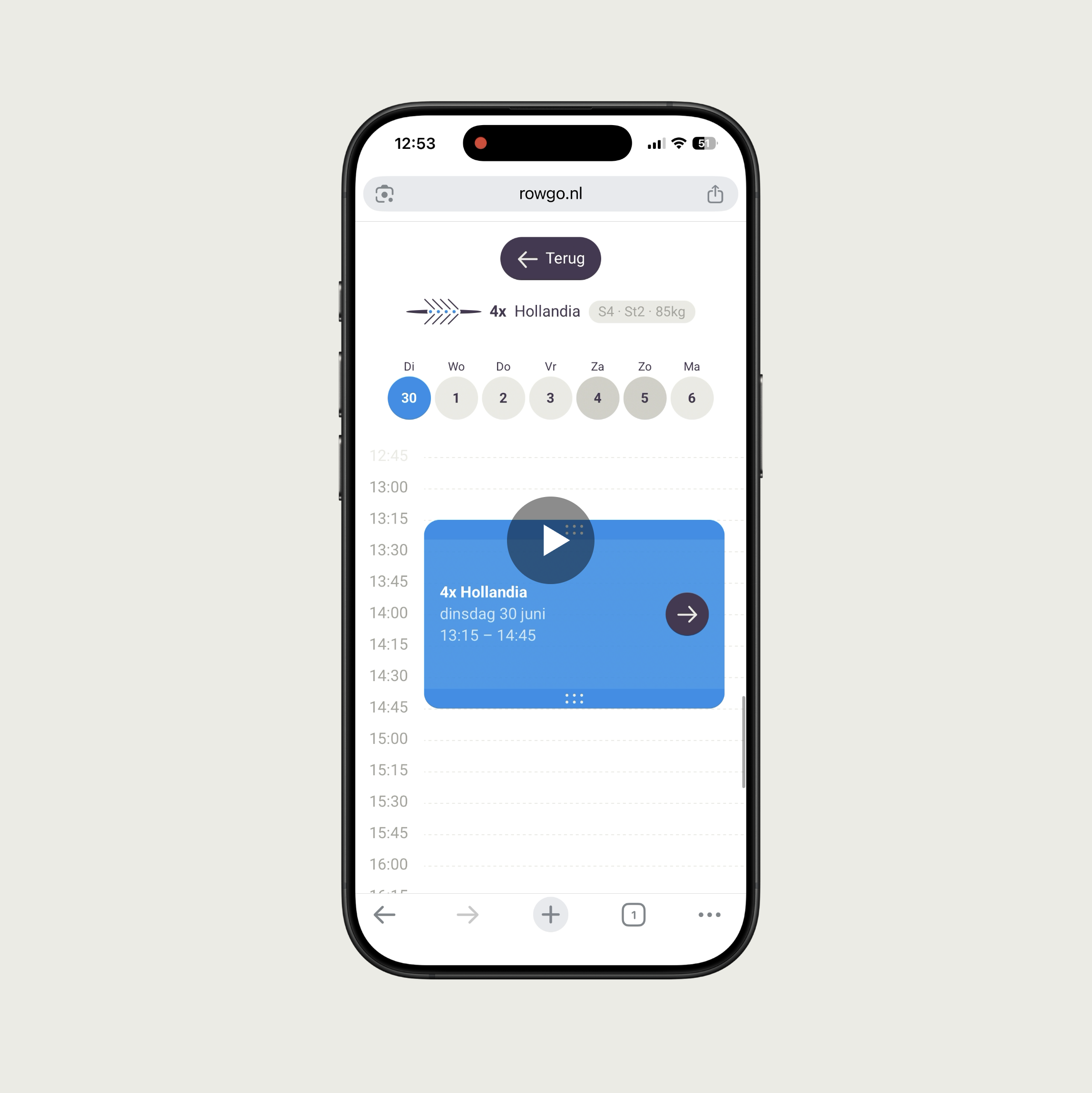 mobiel reserveringen maken voor normale gebruiker